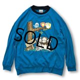 【ビンテージ】【BASIC EDITIONS】【ベーシックエディションズ】【青×黒】【スウェット】【猫プリント】 