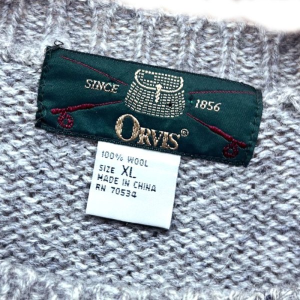 画像2: ビンテージ【ORVIS】オービス【ニット】【セーター】【ライトグレー】【雪と動物プリント】【サイズXL】 