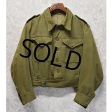 50's【ビンテージ】ブリティッシュアーミー【イギリス軍】グリーンデニム【チェンジボタン】【バトルドレスジャケット】【パドレスユニフォーム】【サイズ６】 