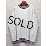 ほぼ未使用!! 90's~【USA製】【EAGLE】イーグル【グレー×エンジ】リブボーダー【スウェット】リンガースウェット【サイズXＬ程度】 
