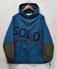 90's【USA製】ビンテージ【L.L.Bean】【ＬＬビーン】エメラルドグリーン×紫×カーキ【チロリアン】【アノラックパーカー】【レディースXL】 