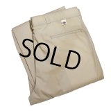 80's~【デッドストック】USA製【ビンテージ】ディッキーズ【Dickies】【ベージュ】【ポリコットン】【ワークパンツ】【36×30】 