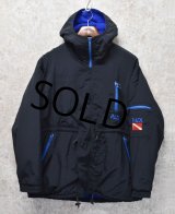 90's【ビンテージ】【PADI sports wear】【パディ スポーツウェア】【黒ｘ青】フリースパーカー【マウンテンパーカー】【ポーラテックフリース】【サイズＳ】 