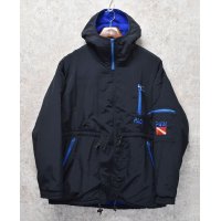 90's【ビンテージ】【PADI sports wear】【パディ スポーツウェア】【黒ｘ青】フリースパーカー【マウンテンパーカー】【ポーラテックフリース】【サイズＳ】 