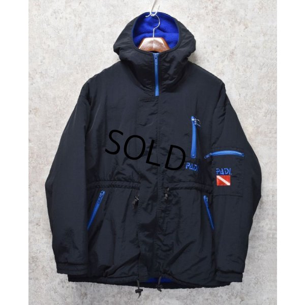 画像1: 90's【ビンテージ】【PADI sports wear】【パディ スポーツウェア】【黒ｘ青】フリースパーカー【マウンテンパーカー】【ポーラテックフリース】【サイズＳ】 