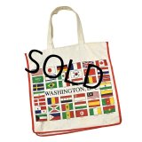【ビンテージ】【WASHINGTON,D.C】【生成り】【国旗プリント】【トートバッグ】 
