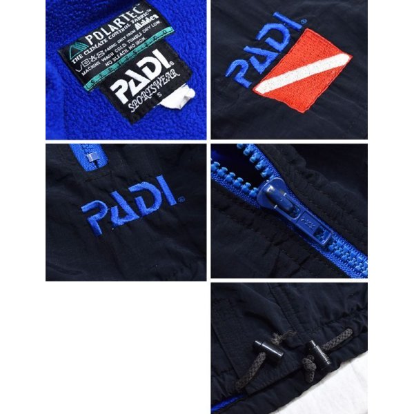 画像2: 90's【ビンテージ】【PADI sports wear】【パディ スポーツウェア】【黒ｘ青】フリースパーカー【マウンテンパーカー】【ポーラテックフリース】【サイズＳ】 