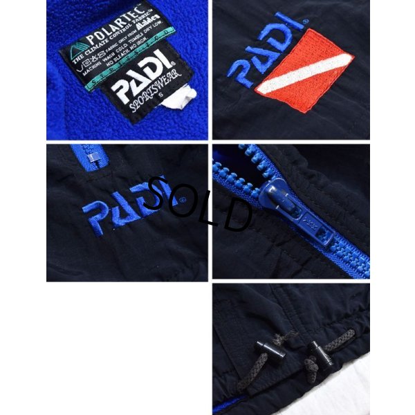画像2: 90's【ビンテージ】【PADI sports wear】【パディ スポーツウェア】【黒ｘ青】フリースパーカー【マウンテンパーカー】【ポーラテックフリース】【サイズＳ】 