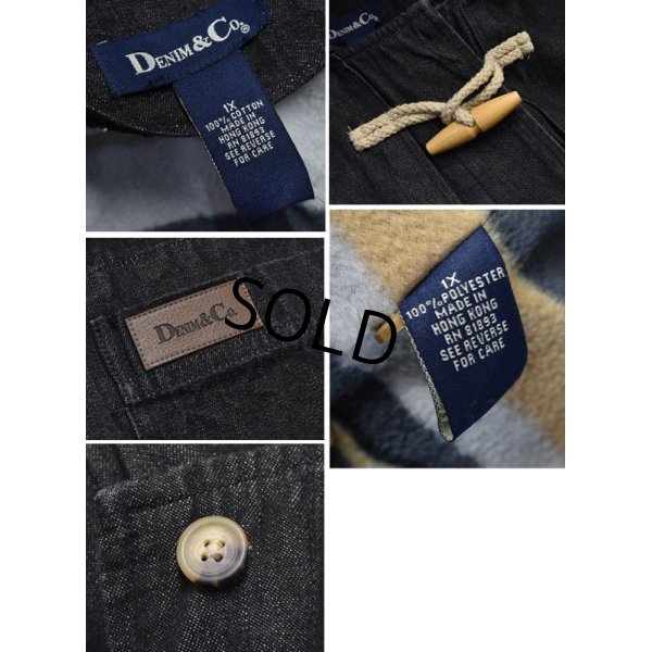 画像2: 90's【ビンテージ】【DENIM & CO.】【デニム&コー】【黒】【トグル付きデニムコート】【デニムダッフルコート】【ライナー付き】【1X】 