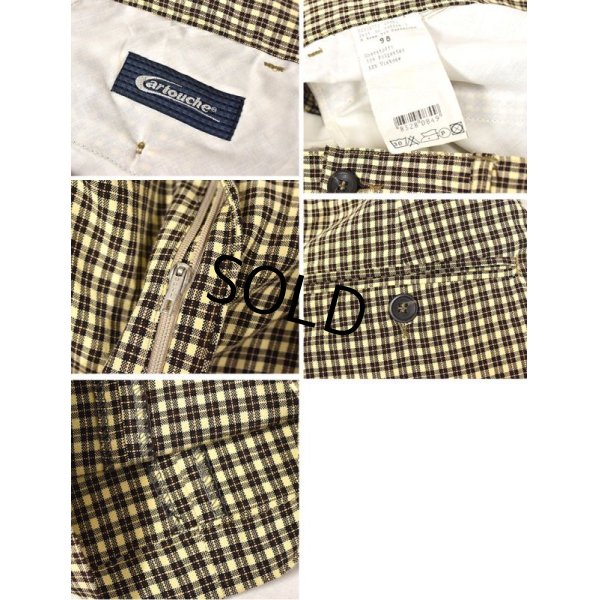 画像2: 程度良好‼ ビンテージ【フランス製？】【Cartouche】カルトゥーシュ【ベージュｘ茶】チェック【レーヨン×ポリスラックス】【W35程度】 