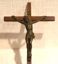 【アンティーク】【ビンテージ】小型木製【キリスト】【十字架】【飾り】 