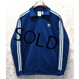 【ビンテージ】【アディダス】adidas【インディゴブルー×白】ジャージ【トラックジャケット】【トラックジャージ】【サイズL】 