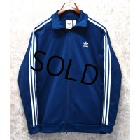 【ビンテージ】【アディダス】adidas【インディゴブルー×白】ジャージ【トラックジャケット】【トラックジャージ】【サイズL】 