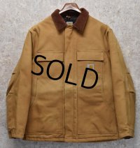 ビンテージ【carhartt】【カーハート】【ブラウン】トラディショナルコート【キルティング裏地付き】【ダック地】【ワークジャケット】【サイズＬ】 