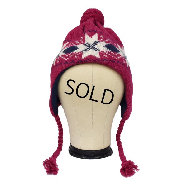 画像5: 【ビンテージ】【L.L.bean】エンジ×雪柄【耳当て付】【ニットキャップ】 【ニット帽】  
