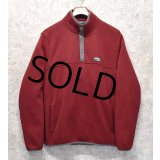 程度良好!!【ＬＬビーン】【L.L.bean】【ボルドー×グレー】【フリース】【スナップＴ】サイズＬ 