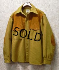 【70's~】【ビンテージ】【ウールリッチ】【Woolrich】【茶色×マスタードイエロー】【ウールｘスエード】【シャツジャケット】【サイズ ＸＬ】  