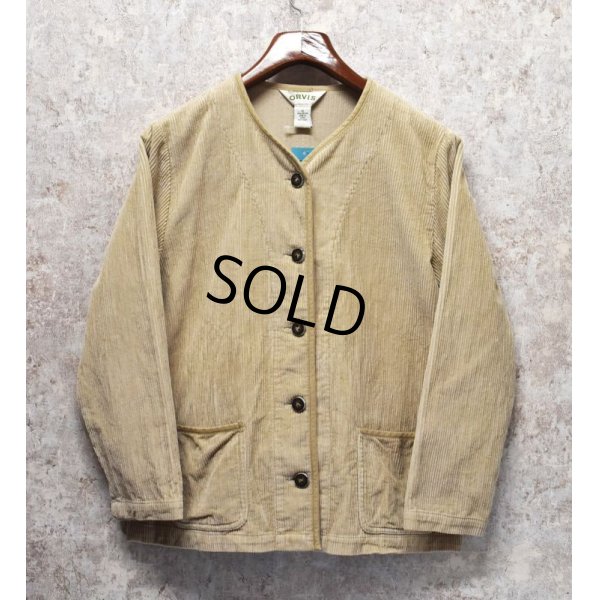 画像1: 【ビンテージ】【ORVIS】 【オービス】【ベージュコーデュロイ】【ノーカラージャケット】レディース古着【レディース12】 