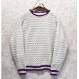 画像1: 90's~ USA製【ビンテージ】【UNITED STATES SWEATERS】【オフホワイトｘ紫】【コットンセーター】【サイズＬ】<br> (1)