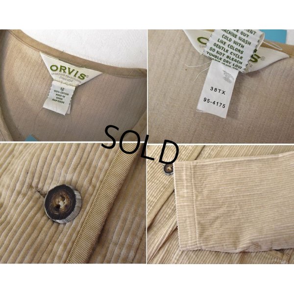 画像2: 【ビンテージ】【ORVIS】 【オービス】【ベージュコーデュロイ】【ノーカラージャケット】レディース古着【レディース12】 