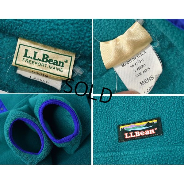 画像2: メンズサイズ!! 90's~ USA製【ビンテージ】【ＬＬビーン】【L.L.bean】【エメラルド×バイオレット】【フリース】【スナップＴ】サイズＬ 