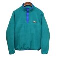画像1: メンズサイズ!! 90's~ USA製【ビンテージ】【ＬＬビーン】【L.L.bean】【エメラルド×バイオレット】【フリース】【スナップＴ】サイズＬ<br> (1)