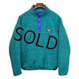 メンズサイズ!! 90's~ USA製【ビンテージ】【ＬＬビーン】【L.L.bean】【エメラルド×バイオレット】【フリース】【スナップＴ】サイズＬ 