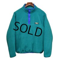 メンズサイズ!! 90's~ USA製【ビンテージ】【ＬＬビーン】【L.L.bean】【エメラルド×バイオレット】【フリース】【スナップＴ】サイズＬ 