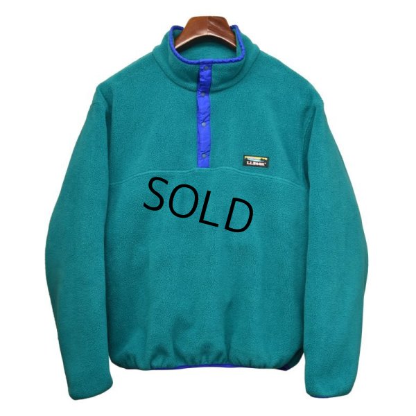 画像1: メンズサイズ!! 90's~ USA製【ビンテージ】【ＬＬビーン】【L.L.bean】【エメラルド×バイオレット】【フリース】【スナップＴ】サイズＬ 