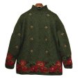 画像1: 【ビンテージ】【L.L.bean】【エルエルビーン】【モスグリーン】花柄【モックネック】【ウールセーター】レディース古着【レディースL】<br> (1)