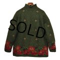 【ビンテージ】【L.L.bean】【エルエルビーン】【モスグリーン】花柄【モックネック】【ウールセーター】レディース古着【レディースL】 