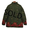 【ビンテージ】【L.L.bean】【エルエルビーン】【モスグリーン】花柄【モックネック】【ウールセーター】レディース古着【レディースL】 