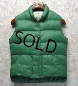 70's【USA製】【ビンテージ】【ＬＬビーン】【L.L.bean】【筆記体】【緑】【ダウンベスト】【レディースＭ】 