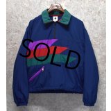 程度良好!! 90's~【USA製】【ビンテージ】【BLACK DIAMONDS】【ブラックダイヤモンド】【紺】【緑×紫×赤ライン】【ハーフジップアップブルゾン】【サイズS】 
