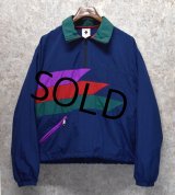 程度良好!! 90's~【USA製】【ビンテージ】【BLACK DIAMONDS】【ブラックダイヤモンド】【紺】【緑×紫×赤ライン】【ハーフジップアップブルゾン】【サイズS】 
