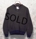 ~70's【ビンテージ】【Malson】【マルソン】【紺×黄色】アクリル【Vネックセーター】【サイズM】 