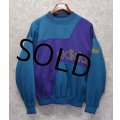 90’ｓ【ビンテージ】【アディダス】adidas【ターコイズ×紫切り替え】【ロゴスウェット】【サイズＭ】 