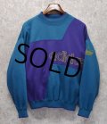 90’ｓ【ビンテージ】【アディダス】adidas【ターコイズ×紫切り替え】【ロゴスウェット】【サイズＭ】 