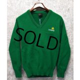 【アイルランド製】ビンテージ【Blarney Castle】【ブラーニーキャッスル】シャムロック　クローバー【緑】アクリル Vネックセーター 【サイズＳ程度】  