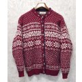 ビンテージ【USA製】【l.l.bean】エルエルビーン【バーズアイ】【雪柄】カーディガン【ウールカーディガン】【レディース古着】【サイズＬ】 