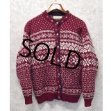 ビンテージ【USA製】【l.l.bean】エルエルビーン【バーズアイ】【雪柄】カーディガン【ウールカーディガン】【レディース古着】【サイズＬ】 