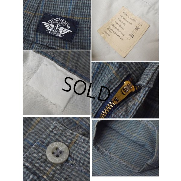 画像3: ビンテージ【DOCKERS】ドッカーズ【青×グレー】チェック【２タックコットンパンツ】【W35程度】 