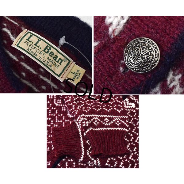 画像2: ビンテージ【USA製】【l.l.bean】エルエルビーン【バーズアイ】【雪柄】カーディガン【ウールカーディガン】【レディース古着】【サイズＬ】 