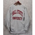 90’s【ビンテージ】USA製【チャンピオン】【リバースウィーブ】【グレー】【BALL STATE UNIVERSITY】【カレッジスウェット】【刺繡タグ】【サイズXXL】 