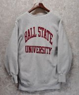 90’s【ビンテージ】USA製【チャンピオン】【リバースウィーブ】【グレー】【BALL STATE UNIVERSITY】【カレッジスウェット】【刺繡タグ】【サイズXXL】 