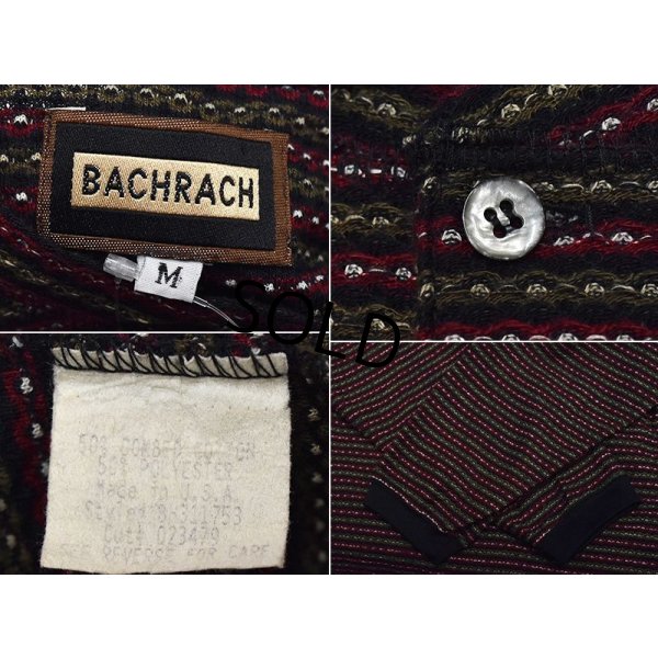 画像2: 90’s【ビンテージ】USA製【BACHRACH】バクラック【黒×緑×エンジ】ボーダー【ヘンリーネック】【ロンＴ】【サイズＭ】 