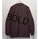 90’s【ビンテージ】USA製【BACHRACH】バクラック【黒×緑×エンジ】ボーダー【ヘンリーネック】【ロンＴ】【サイズＭ】 