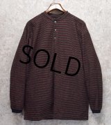 90’s【ビンテージ】USA製【BACHRACH】バクラック【黒×緑×エンジ】ボーダー【ヘンリーネック】【ロンＴ】【サイズＭ】 