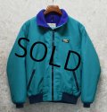 80's~【ビンテージ】L.L.Bean【ＬＬビーン】【エメラルドグリーン×青】【ウォームアップジャケット】【レディースＬ】 