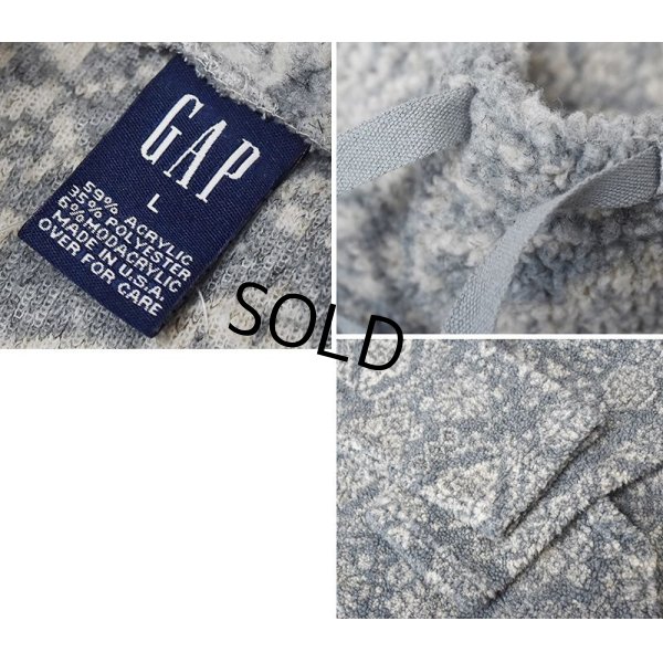 画像2: USA製【オールドギャップ】【GAP】グレーｘマーブル【リボン付き】【フリース】【モックネックプルオーバー】【レディース】【サイズL】 